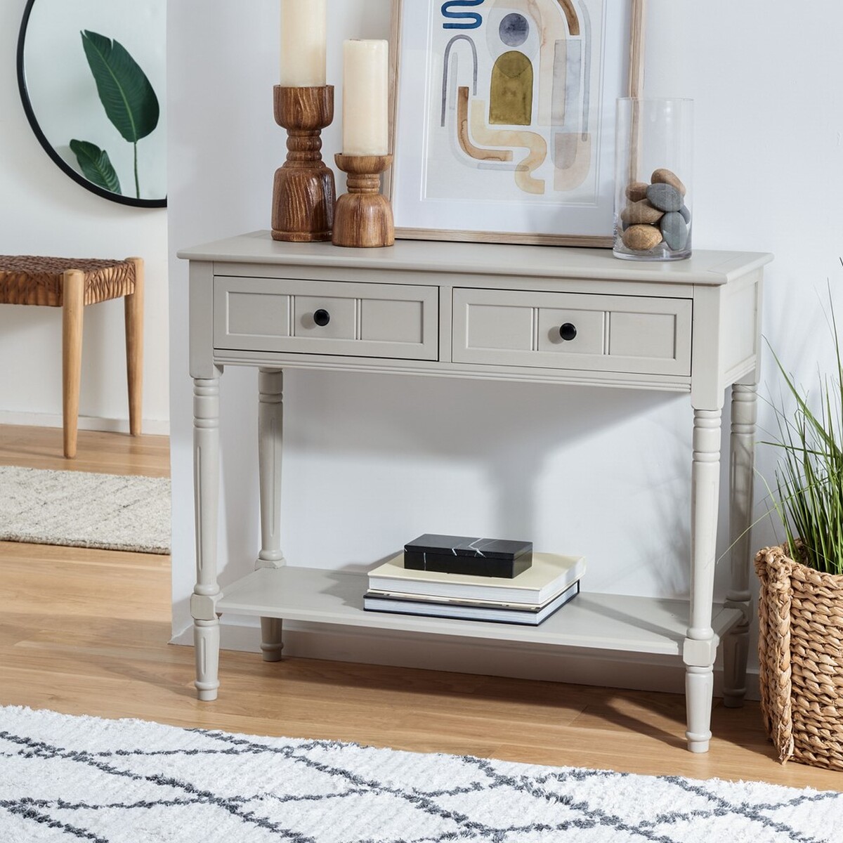 Safavieh American Homes Collection Samantha Distressed Black 2-Drawer Console Table AMH5710B Safavieh American Homes Collection Samantha Distressed Black 2-Drawer Console Table AMH5710B