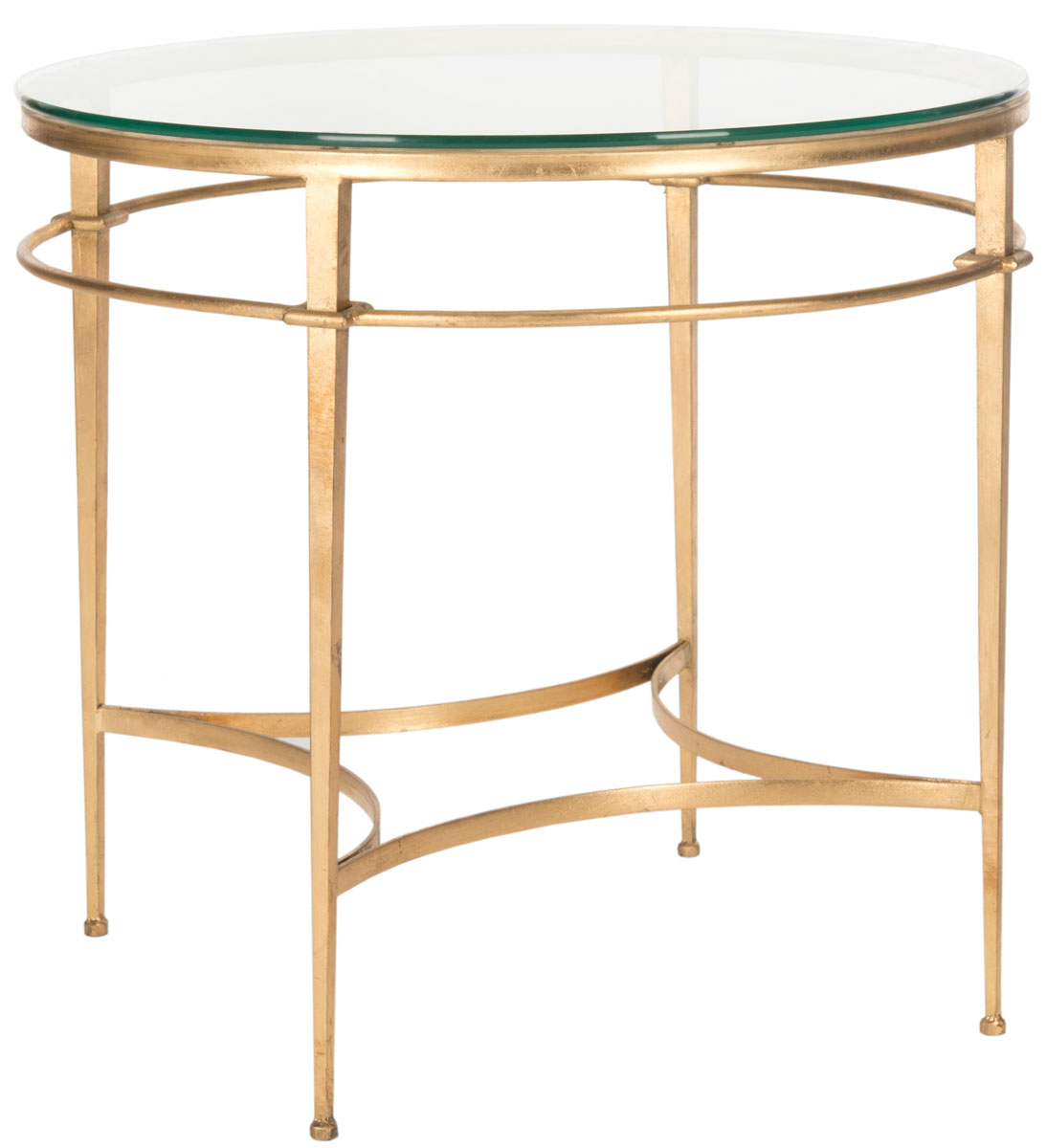 Safavieh Couture Glass Top Round Accent Table Ingmar Round Antique Gold Glass Side Table Amh8301a Safavieh Couture