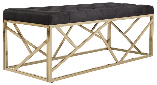 Safavieh サファヴィア Reynolds ベンチ ベージュ/ブラック Amazon.com - Safavieh Home Collection Reynolds Tan and Black
