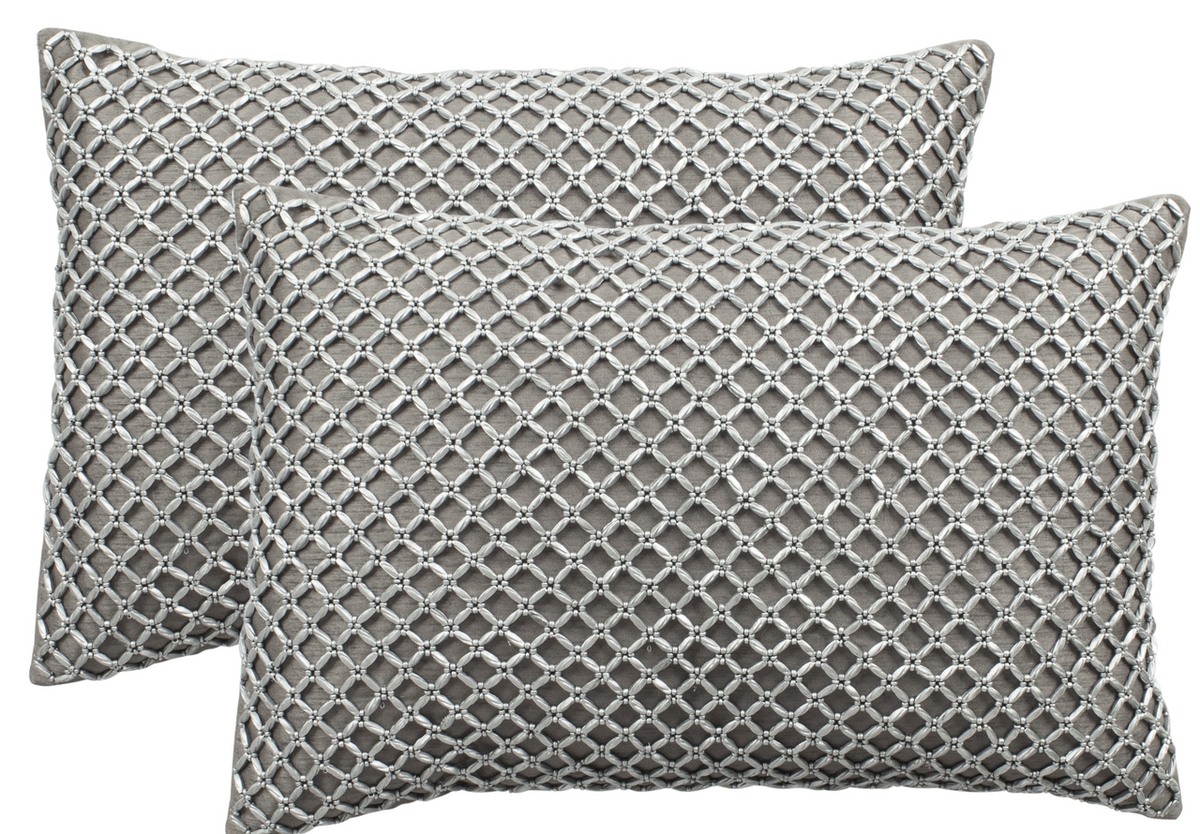 silver beaded pillow