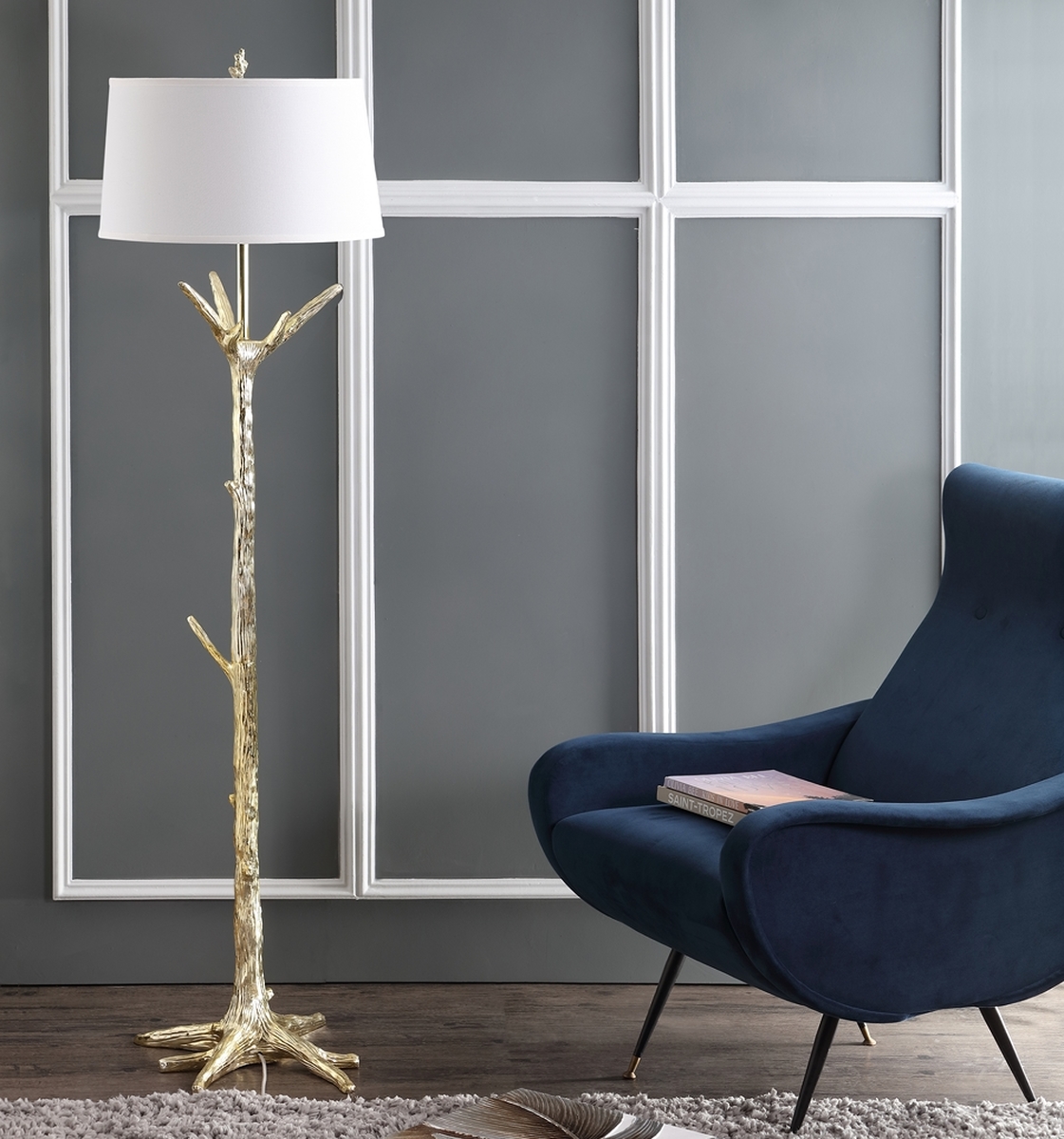 Fll4019a Floor Lamps Lighting By Safavieh Designed With Exquisite Finely Sculpted Detail From Top To Bottom Its Classic Gold Finish Highlights Nature Inspired Style Ideal As A Majestic Focal