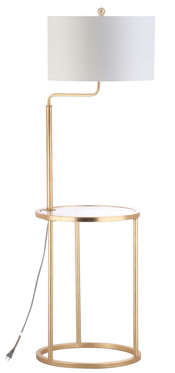 Fll4021a Floor Lamps Lighting By Safavieh Imbued With Style And Substance Its Gold Finish Envelopes The Sleek Lines Of Lamp Built In Glass Side Table