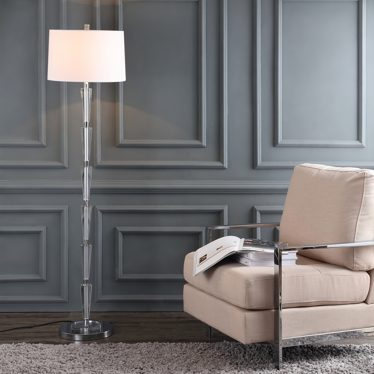 Fll4025a Floor Lamps Lighting By Safavieh Instantly Upgrade Any Living Room With This Contemporary Floor Lamp And Complementary Off White Shade Inspired By The Glitz Glam Of Jazz Age