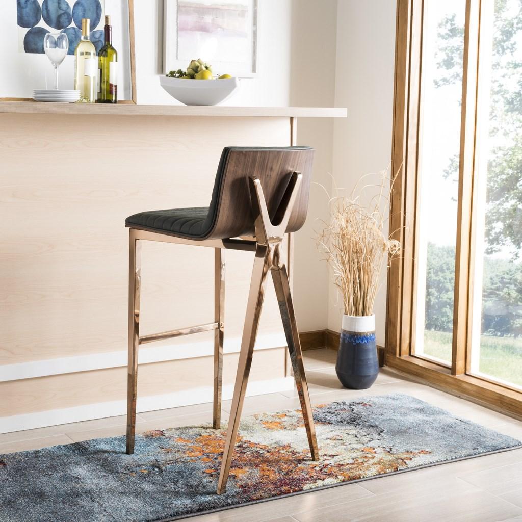 Fox3016a Bar Stools Furniture By Safavieh Tufted Curves Is Paired With Deluxe Copper Finished Legs To Make It The Best Seat In House An Instant Update For Any Bar Or Entertaining Area