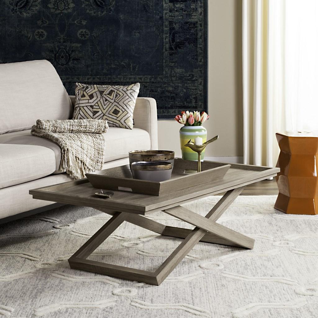 Fox4230a Coffee Tables Furniture By Safavieh Arleana Cross Leg Coffee Table W Tray Fox4230a Tables