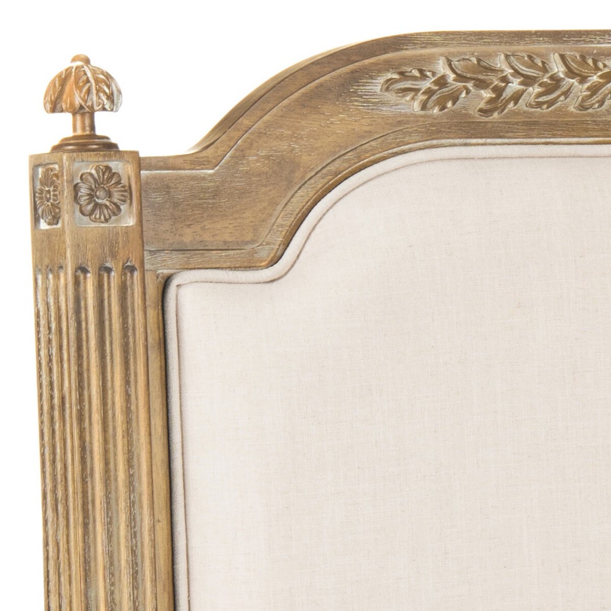 Rustic Wood Beige Linen Headboard Headboards Furniture by Safavieh