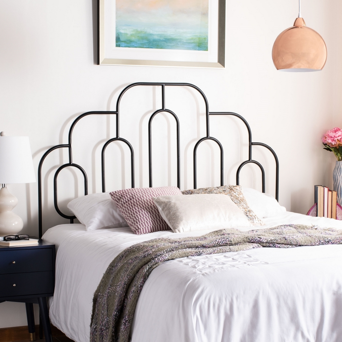 Paloma Metal Retro Headboard Headboards Furniture by Safavieh