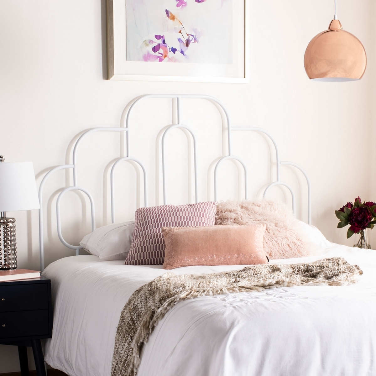 Paloma Metal Retro Headboard Headboards Furniture by Safavieh