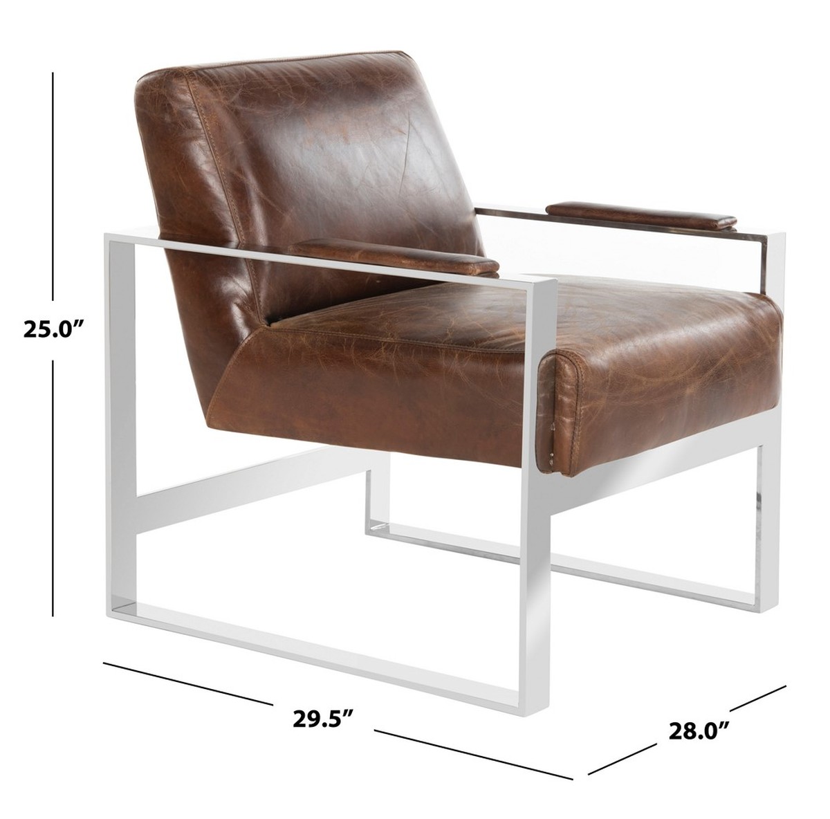 MidCentury Modern Leather Metal Accent Chair