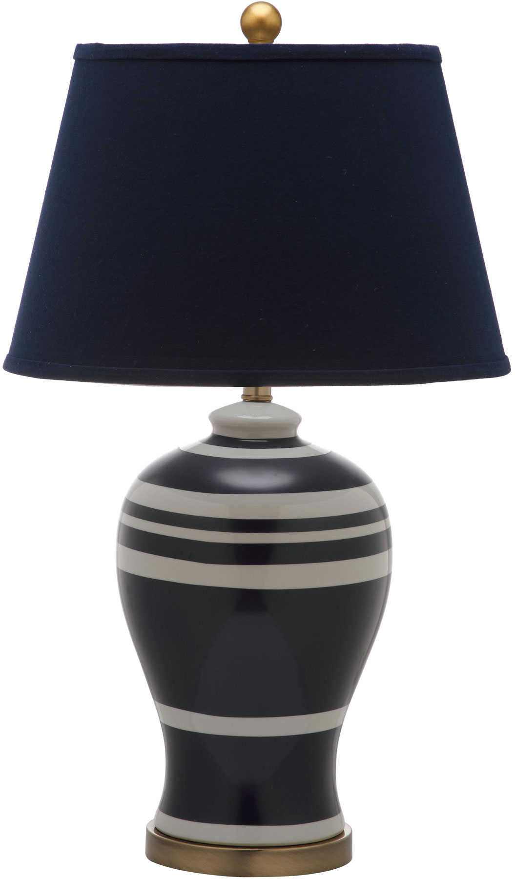 Lit4171a Set2 Table Lamps Lighting By Safavieh Pottery Stripe Ginger Jar Lamp Lit4171a Set2 Color Navy