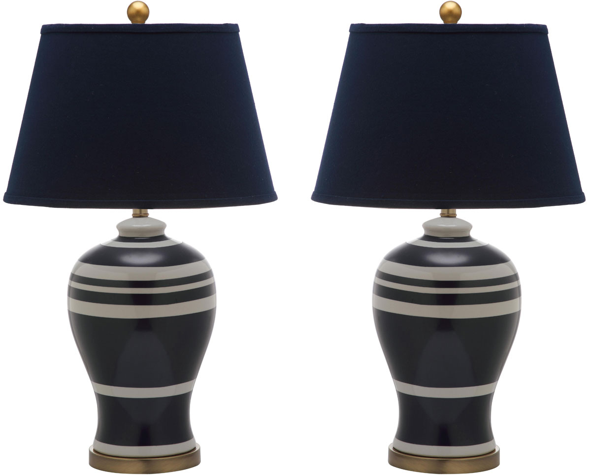 Lit4171a Set2 Table Lamps Lighting By Safavieh Pottery Stripe Ginger Jar Lamp Lit4171a Set2
