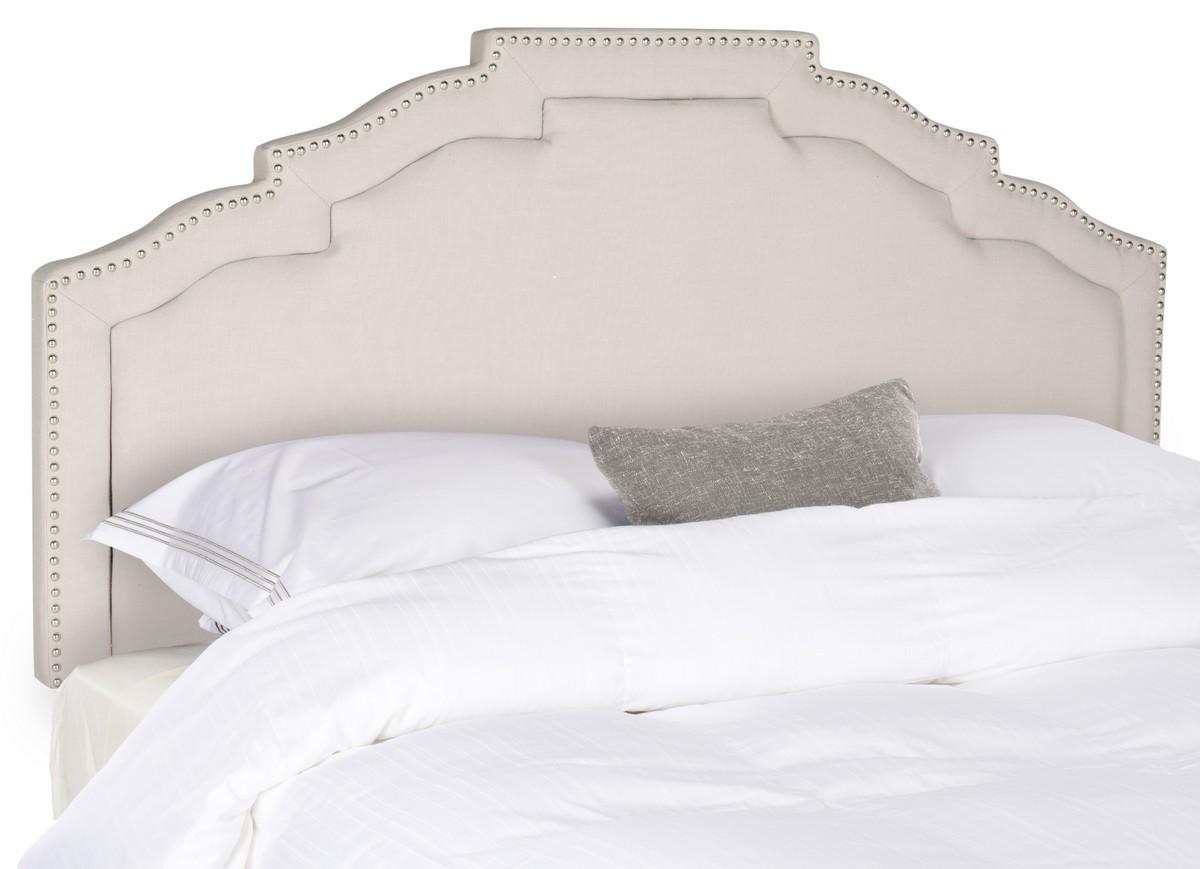 Alexia Taupe Headboard Silver Nail Head Headboards Furniture by Safavieh