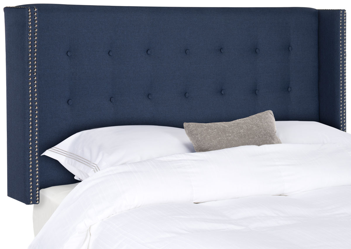 Keegan Navy Linen Headboard Headboards Furniture by Safavieh