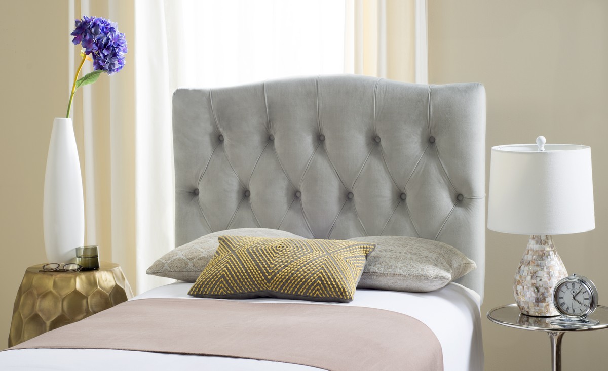 Axel Pewter Linen Tufted Headboard Headboards Axel Pewter Linen Tufted Headboard Headboards