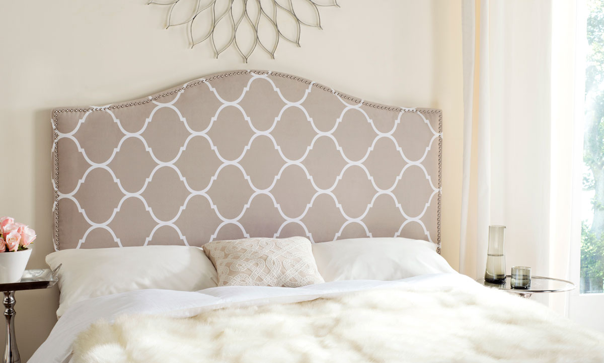 Connie Pearl Lattice Grey Headboard Headboards Furniture by Safavieh