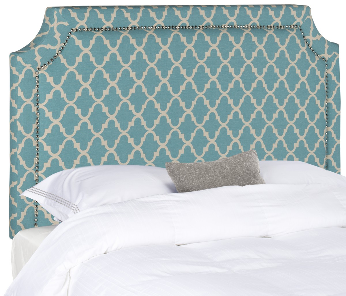 Shayne Blue & White Headboard Silver Nailheads Headboards Furniture