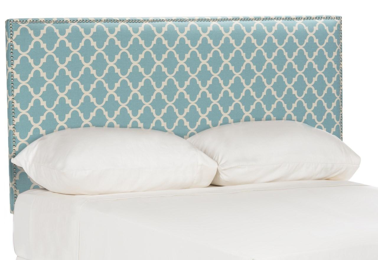 Sydney Blue & White Lattice Headboard Headboards Furniture by Safavieh