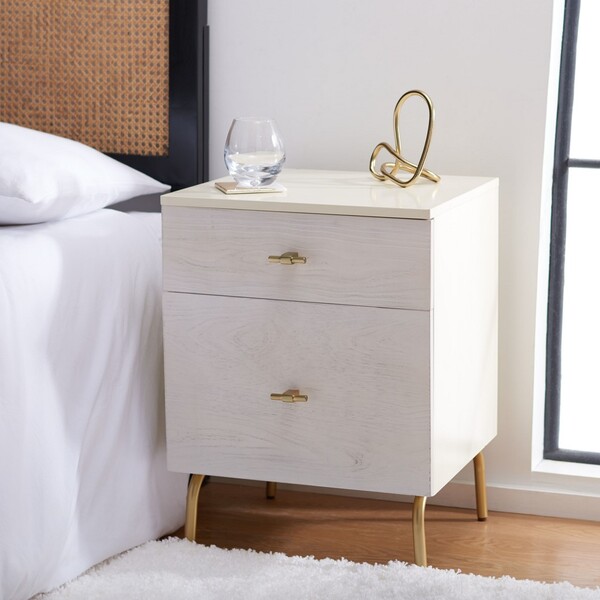 新品未開封　カウンターテーブル　ライトウォルナット・ホワイト Amazon.com: WAMPAT Off White Nightstand with Charging Station, 20