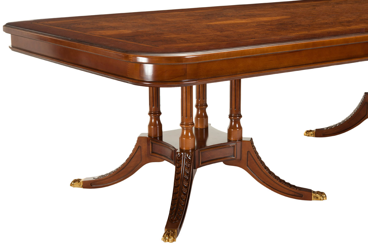 Georgian Mahogany 2 Pedestal Fixed Dining Table Safavieh Safavieh