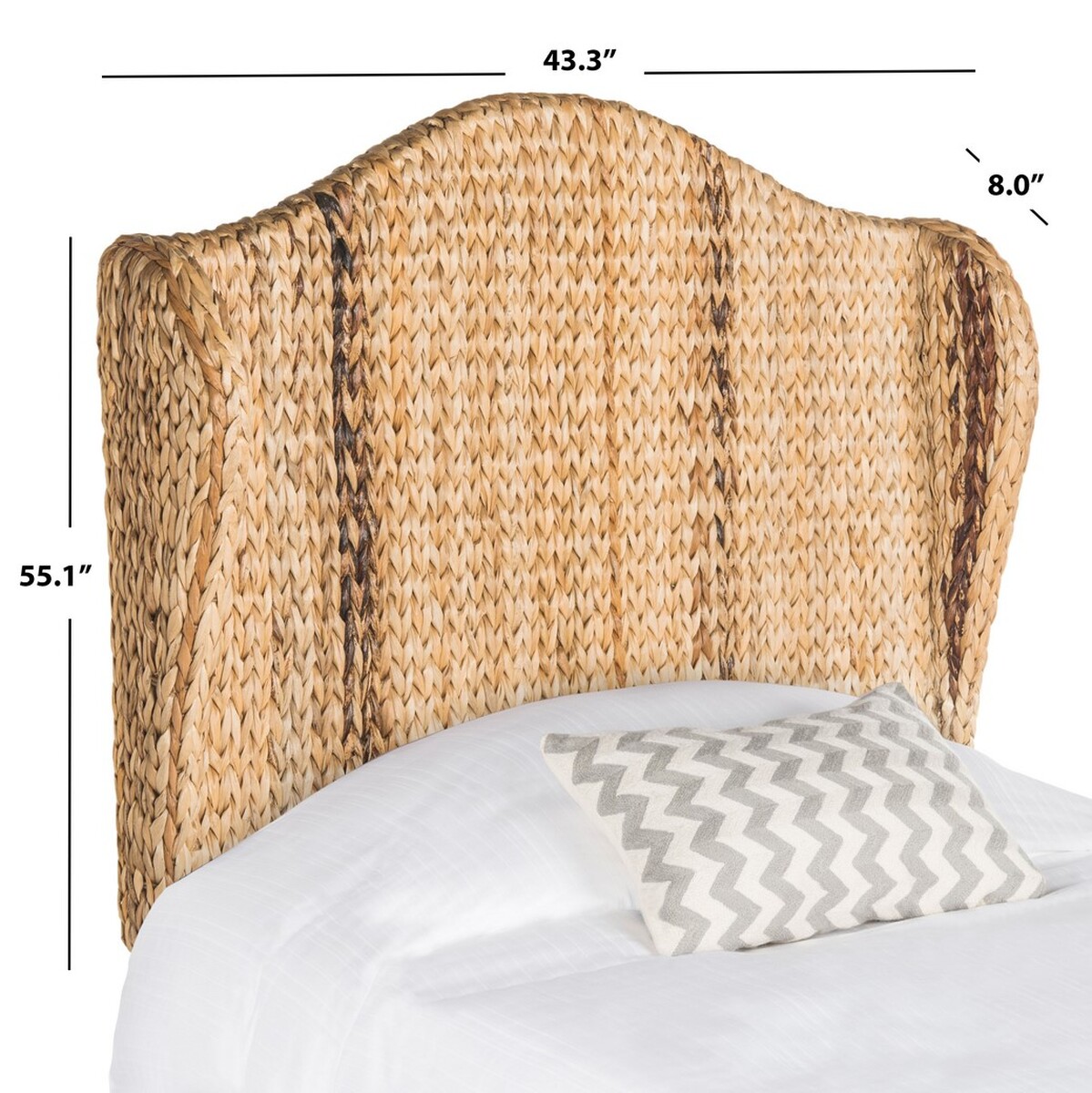 Nadine Natural Winged Headboard Headboards Furniture by Safavieh