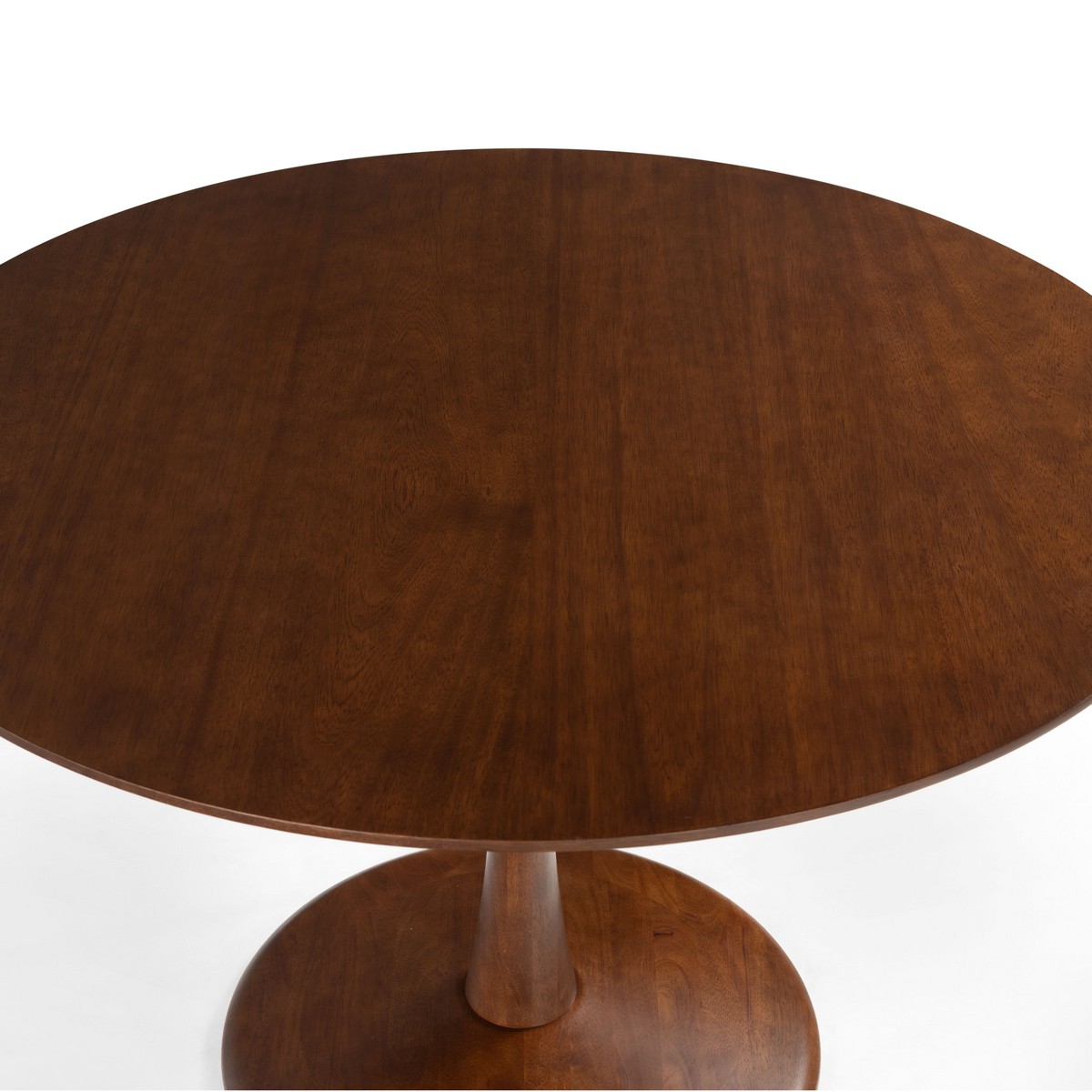 Lisette Round Dining Table in Walnut in a styled room
