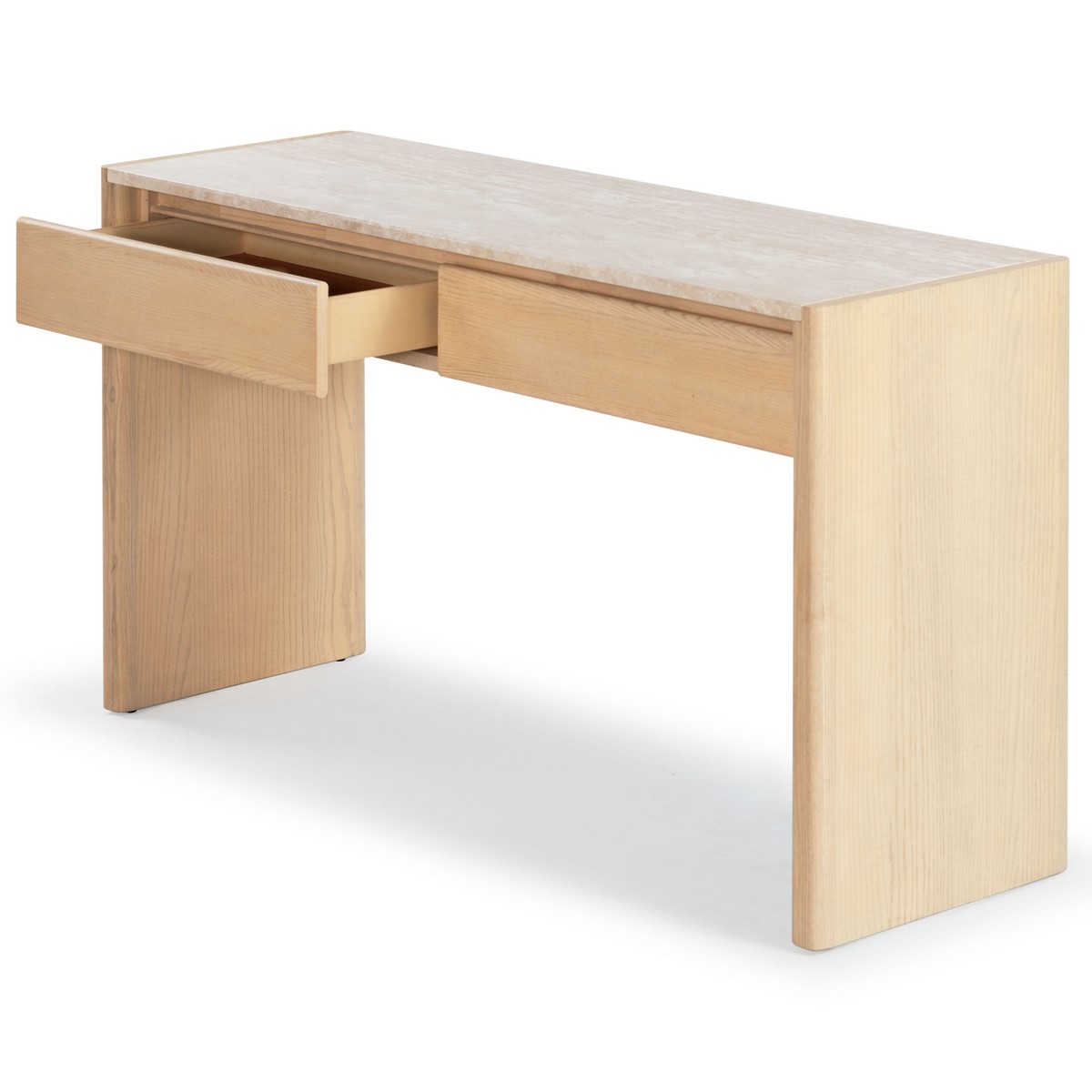 Bellarose Traver Console Table in Natural / Travertine, detail view