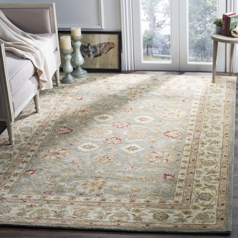 Grey Blue Safavieh Antiquity Collection AT822A Handmade Traditional Oriental Premium Wool Area Rug Beige 9' x 12' Grey Blue Safavieh Antiquity Collection AT822A Handmade Traditional Oriental Premium Wool Area Rug Beige 9' x 12'