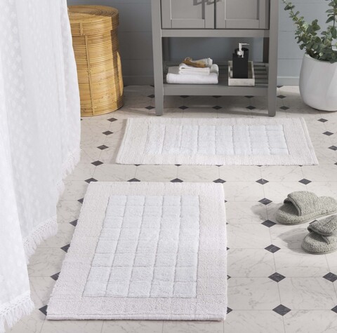 Rug PMB903F - BENNETT BOARDER GRID - Bath Mats Area Rugs by Safavieh