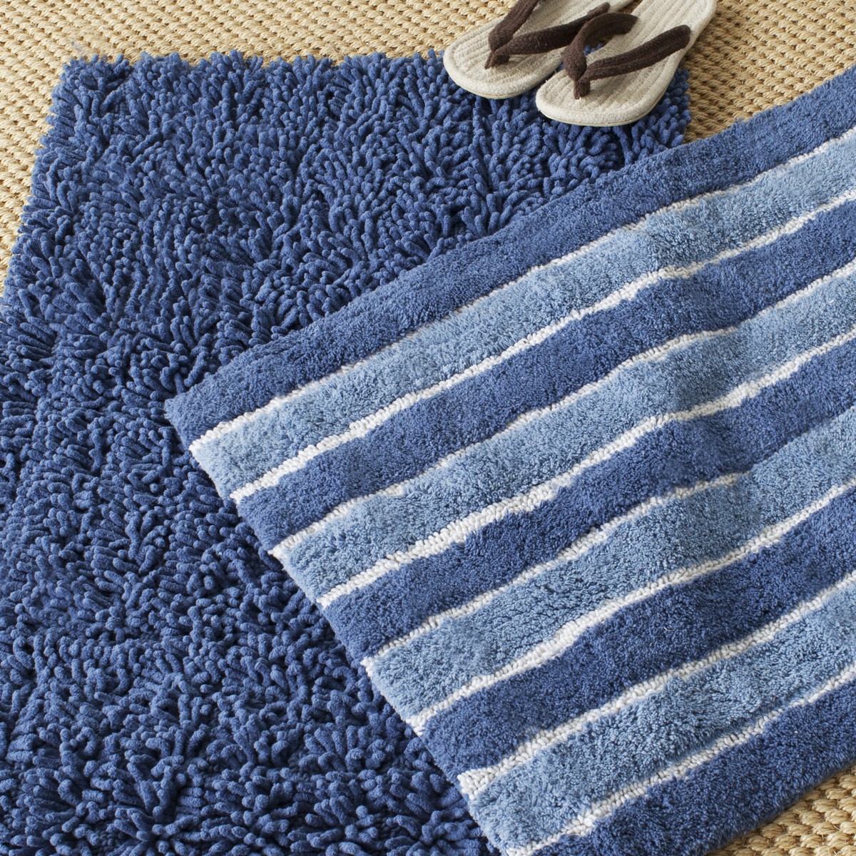 Rug PMB722AB RIVIERA SOLIDSTRIPE TUFTED Bath Mats Area Rugs by
