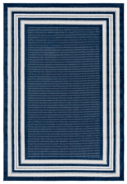 Tappeto SAFAVIEH Cabana Collection CBN368A - Motivo Tropicale, 100% Polipropilene, Per Interni/Esterni, Antimacchia, Facile Da Pulire, 0,6 Cm Di Spessore, Avorio E Blu Navy
