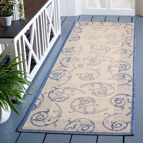 Blue Vine Scroll Area Rug | Safavieh Indoor-Outdoor Rugs