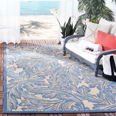Blue Leaf Area Rug | Safavieh Indoor-Outdoor Rugs