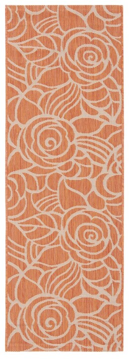 Red Rose-Patterned Outdoor Rug | Courtyard Collection - Safavieh