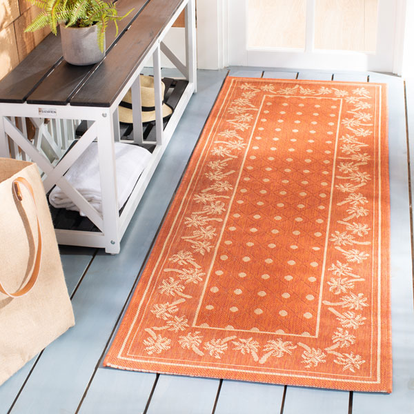 Palm Tree Border Rug | Indoor Outdoor Rugs - Safavieh.com