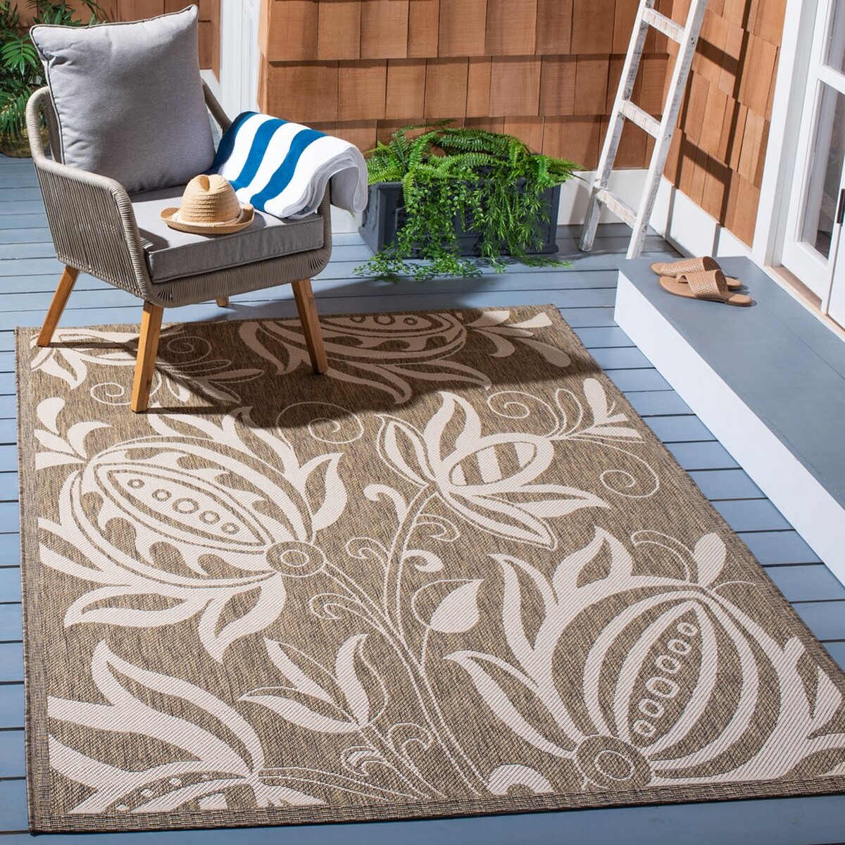 Natural Floral Outdoor Carpet - Safavieh.com