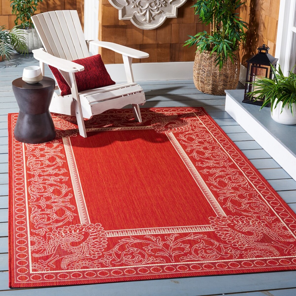 Bird Motif Outdoor Rug | Courtyard Collection - Safavieh.com