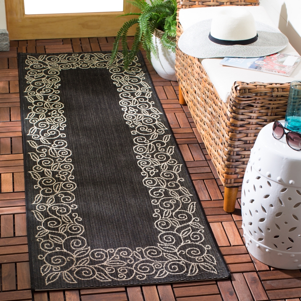 Black & Beige Outdoor Area Rug