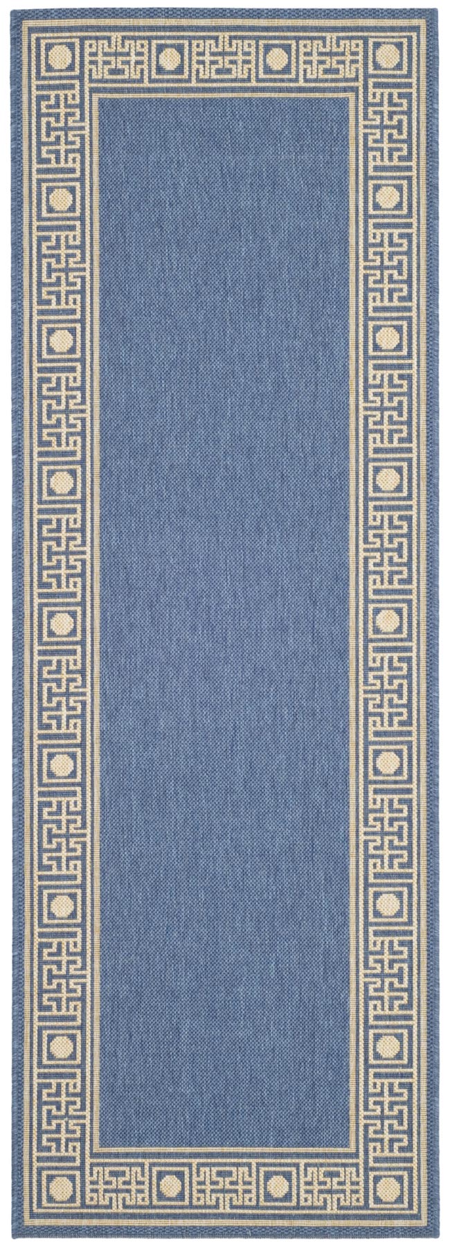 Blue Greek Key Border Outdoor Rug
