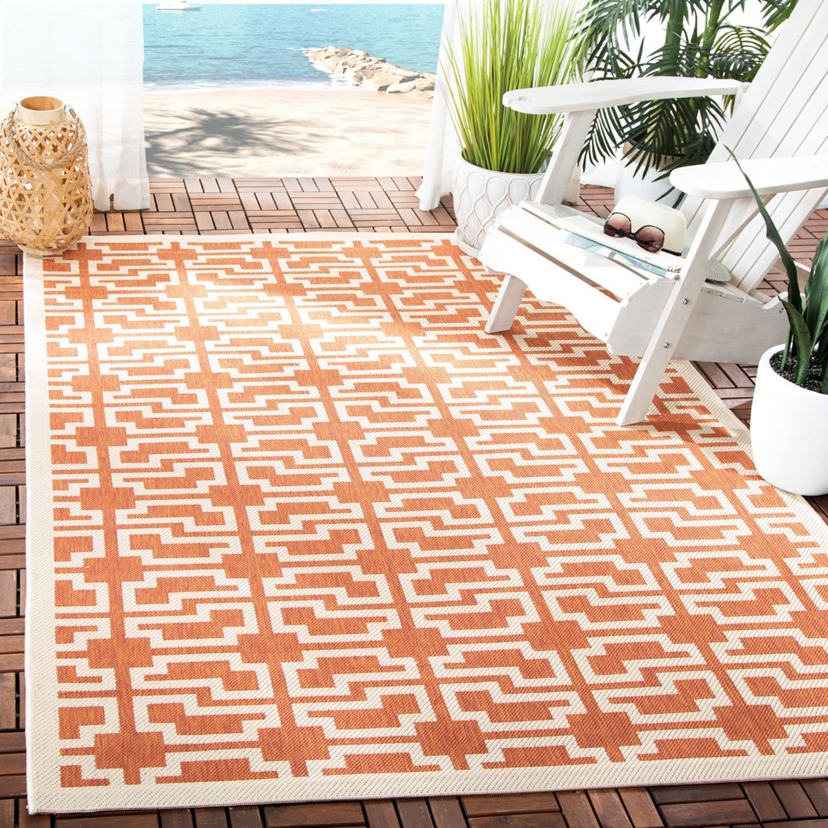 Rust & Beige Indoor Outdoor Carpet