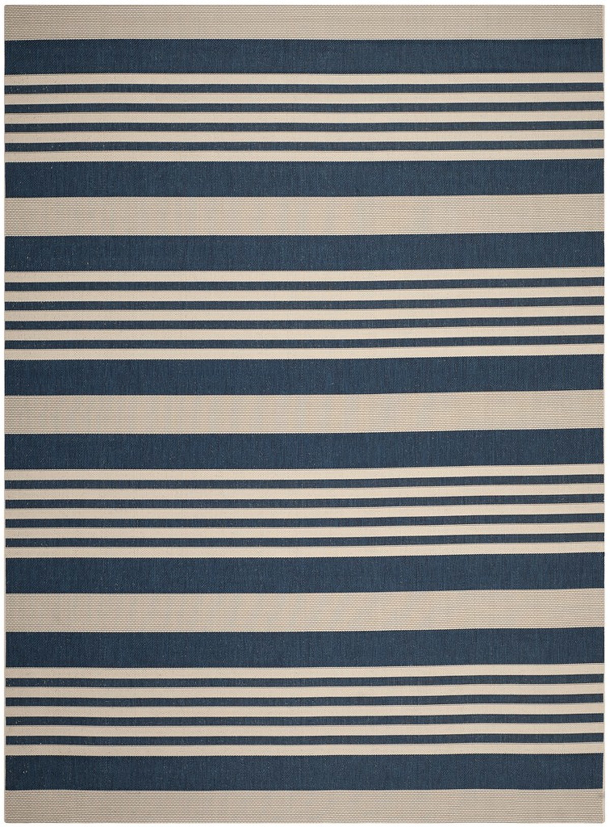 Navy Blue Stripe Indoor Outdoor Rug