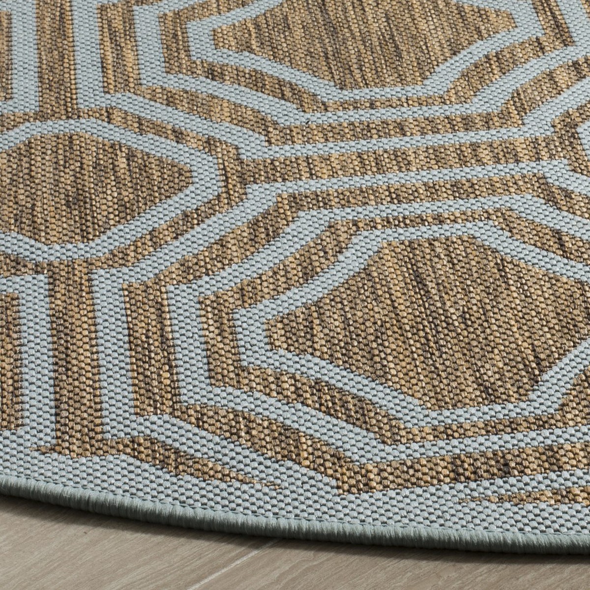 Aqua & Brown Outdoor Rug CY6112337