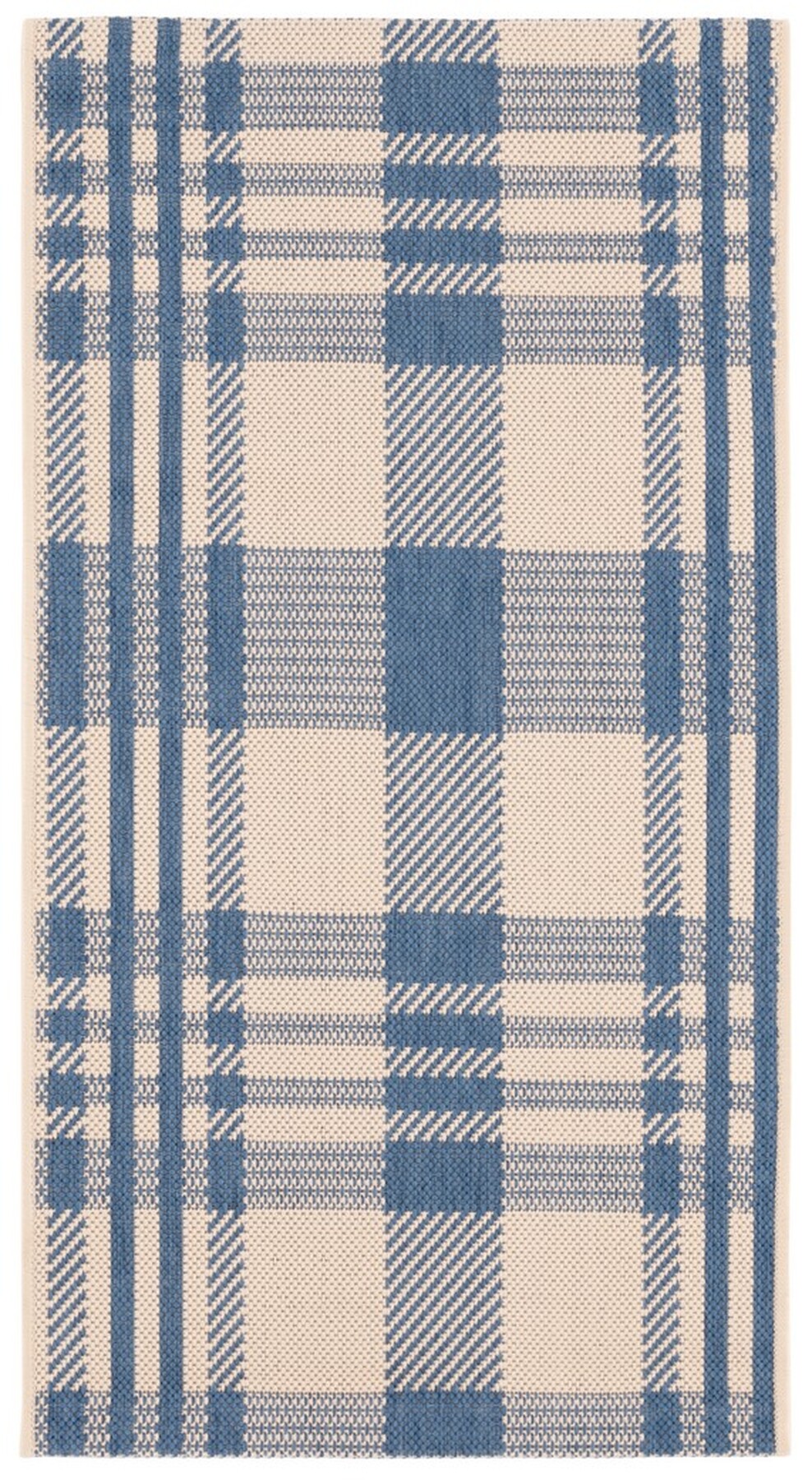 Blue Plaid Outdoor Area Rug