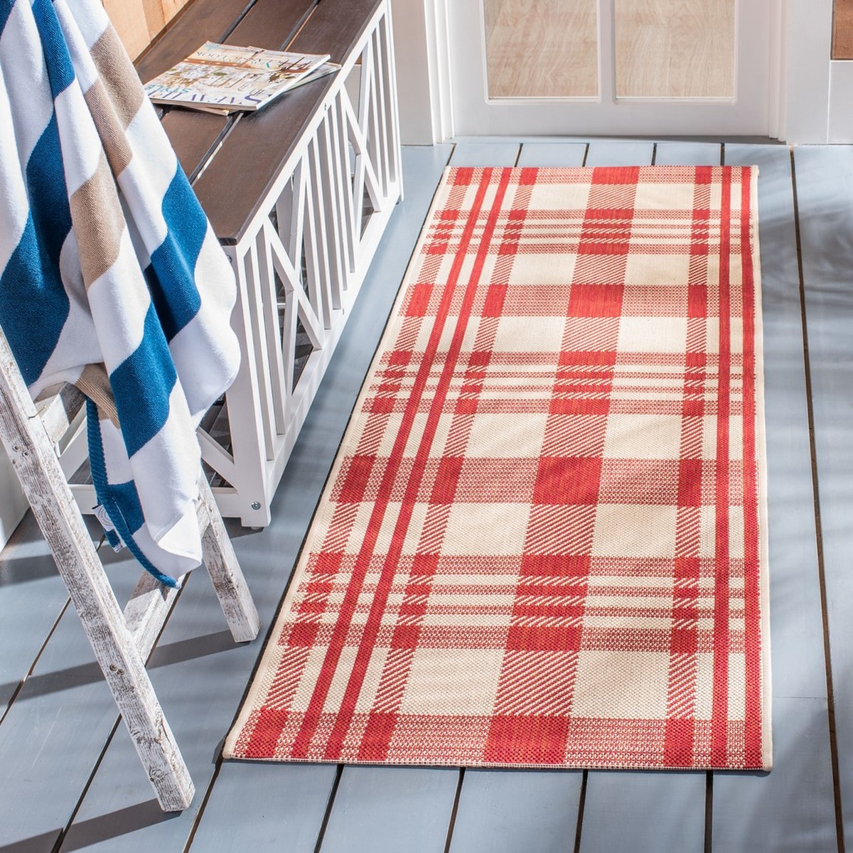 Red Plaid IndoorOutdoor Area Rug