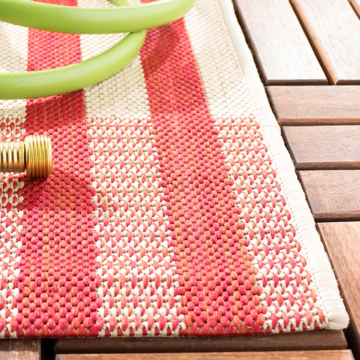 Red Plaid IndoorOutdoor Area Rug