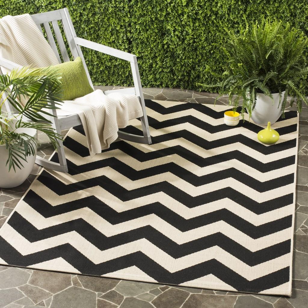 Black Chevron Indoor Outdoor Rug