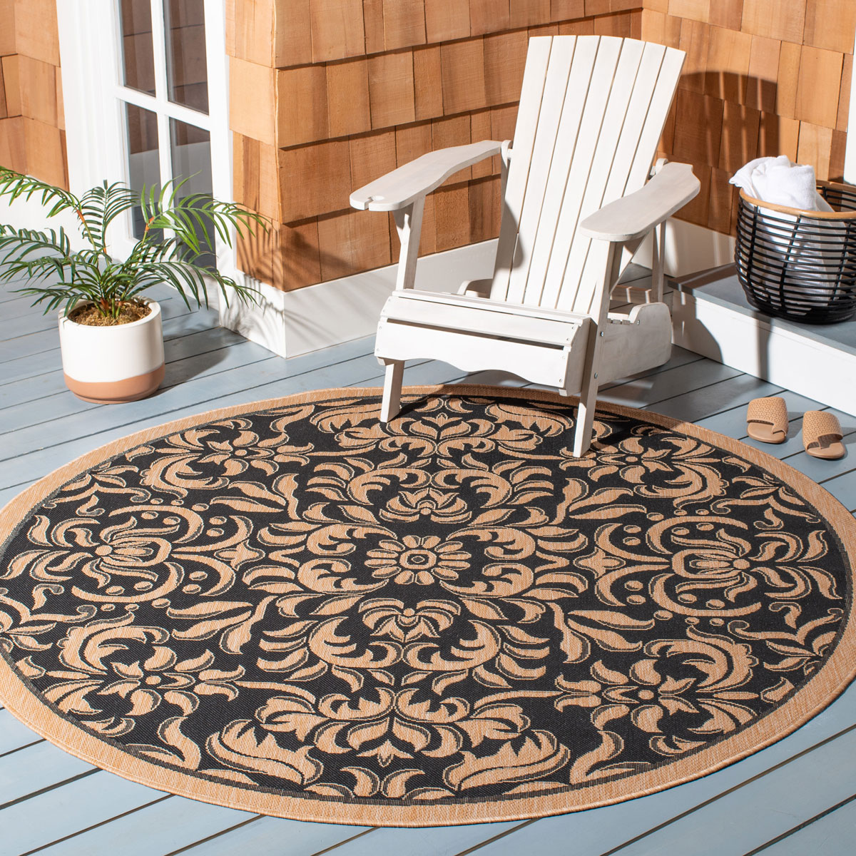 Black & Beige Allweather Area Rug Indoor Outdoor Rugs Safavieh