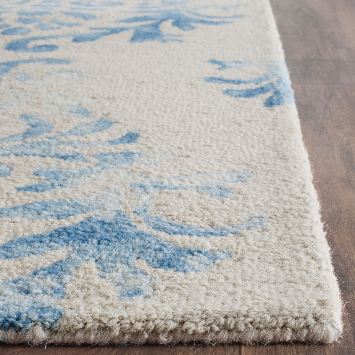 Blue Floral Tie Dyed Area Rug Dip Dye Rugs