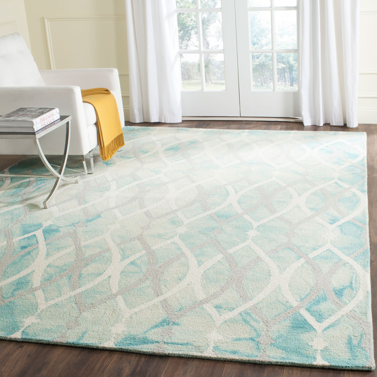 Blue Green Watercolor Area Rug