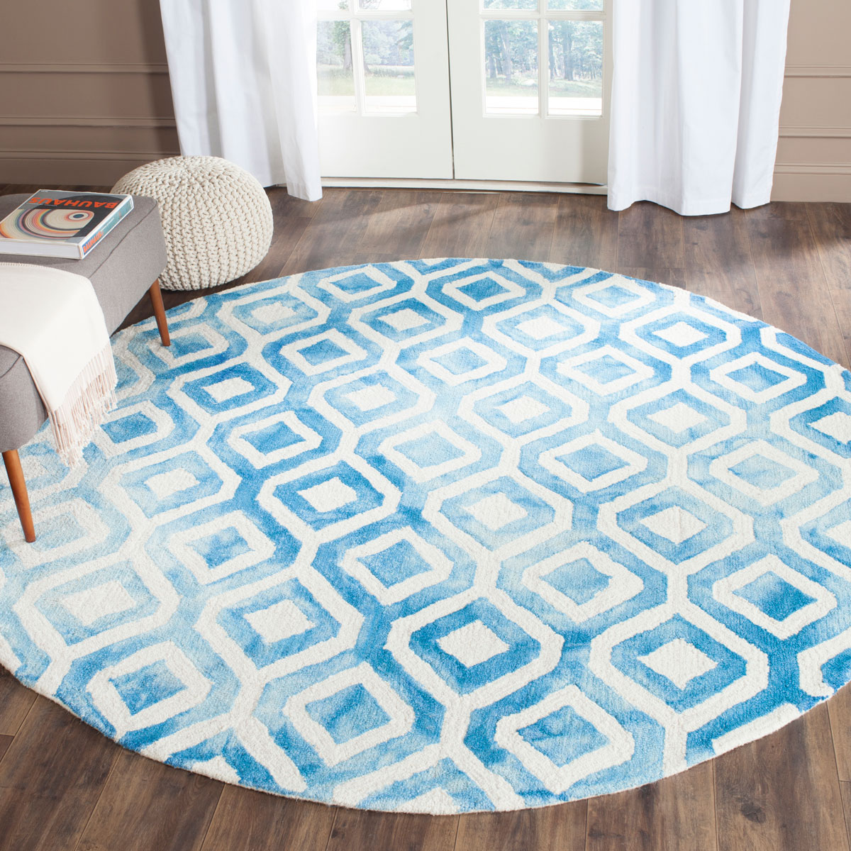 Blue & White TieDyed Rug Watercolor Rugs