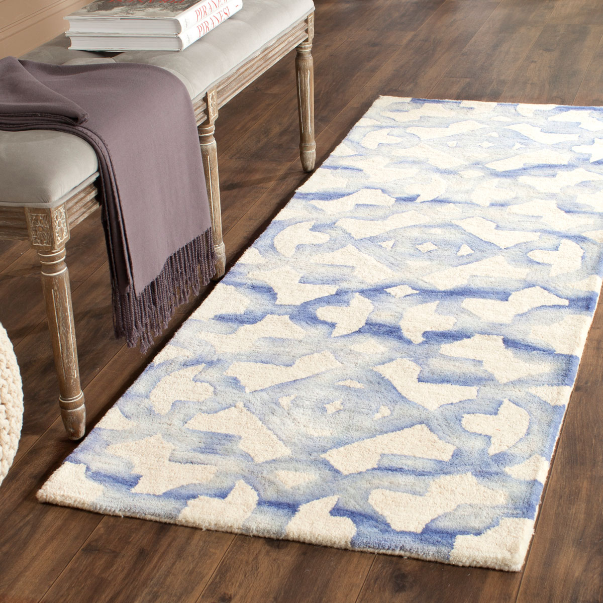 Blue Mosaic Watercolor Rug Dip Dye Rugs